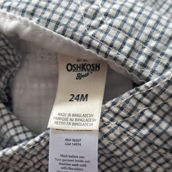 4/$20- OshKosh B'gosh Kids Gingham Overalls - Blue and White - Picture 2 of 4